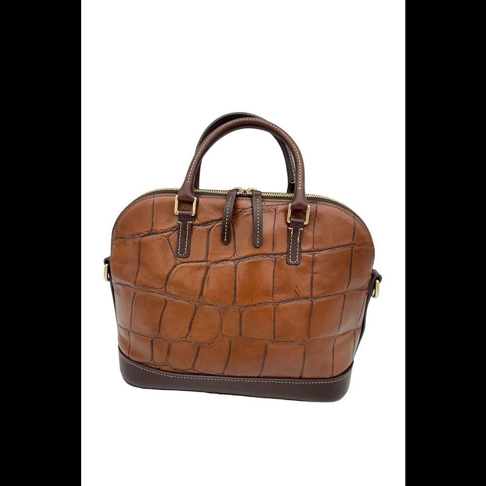 Dooney & Bourke Croco Domed Zip Satchel Cognac - Picture 2 of 4